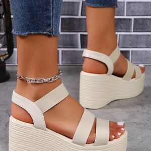 Elegant Cream Wedge Sandals